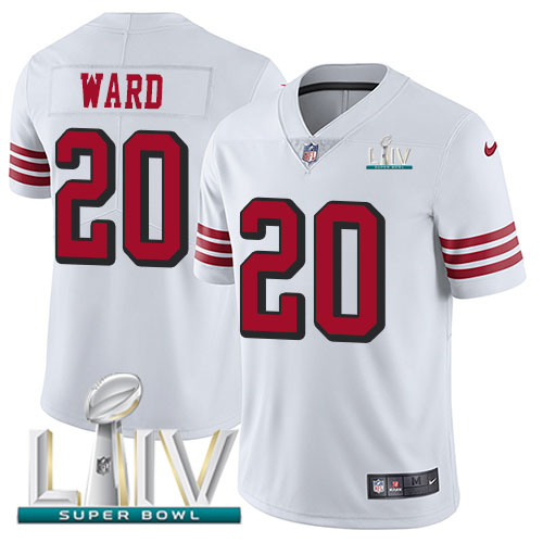San Francisco 49ers Nike #20 Jimmie Ward White Super Bowl LIV 2020 Rush Men Stitched NFL Vapor Untouchable Limited Jersey